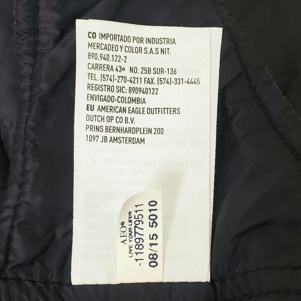 AE American Beagle Outfitters Navy Blue Varsity Style Pet Dog Puffy Jacket M